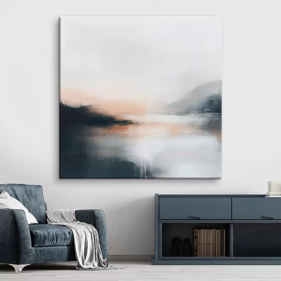 fotótapéta Absztrakt, ködös tájkép meleg bézs-korall színvilágban s48861