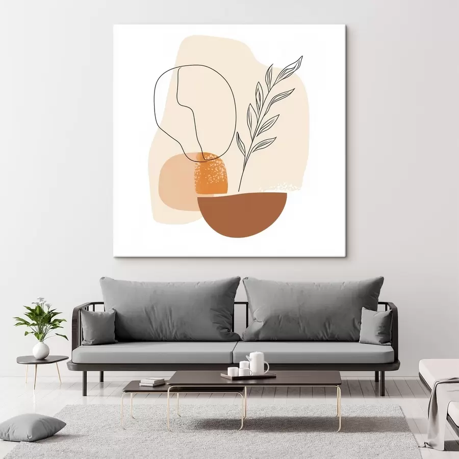 fotótapéta Csendélet grafikai elemekkel és pasztell formákkal, kortárs művészeti stílusban s48872