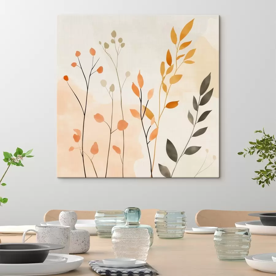 fotótapéta Pasztellkompozíció finom lombozattal, kortárs festészeti stílusban s48873