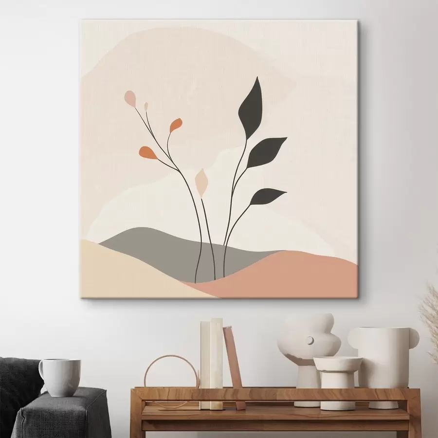 fotótapéta Lakonikus, növényi motívumokkal díszített jelenet organikus formákkal, kortárs művészeti stílusban s48874