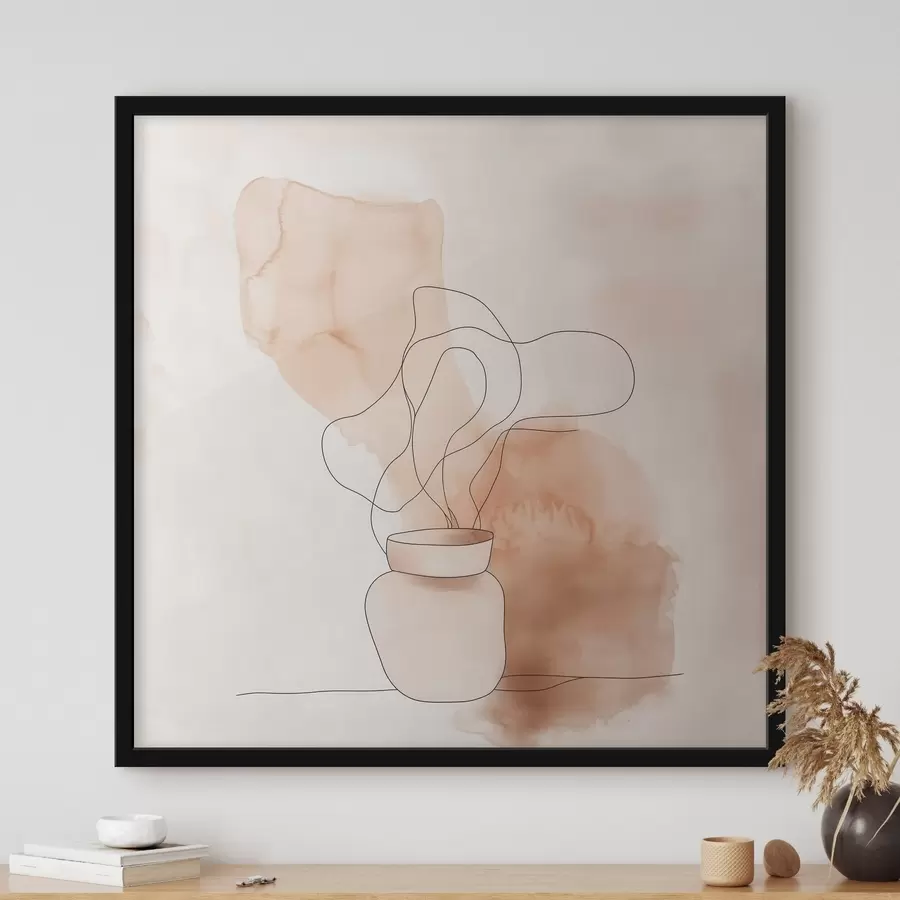 fotószőnyeg Lakonikus kompozíció vázával és grafikus vonalakkal, minimalista stílusban f48869