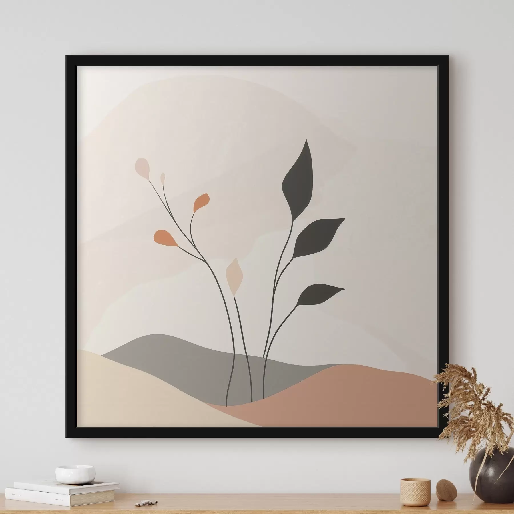 fotószőnyeg Lakonikus, növényi motívumokkal díszített jelenet organikus formákkal, kortárs művészeti stílusban f48874