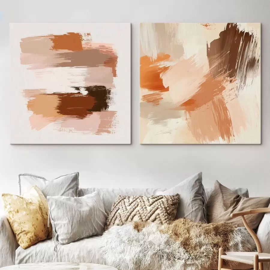 fotótapéta Dekoratív művészet meleg barna-bézs árnyalatokban, festői ecsetvonás-hatással m30355