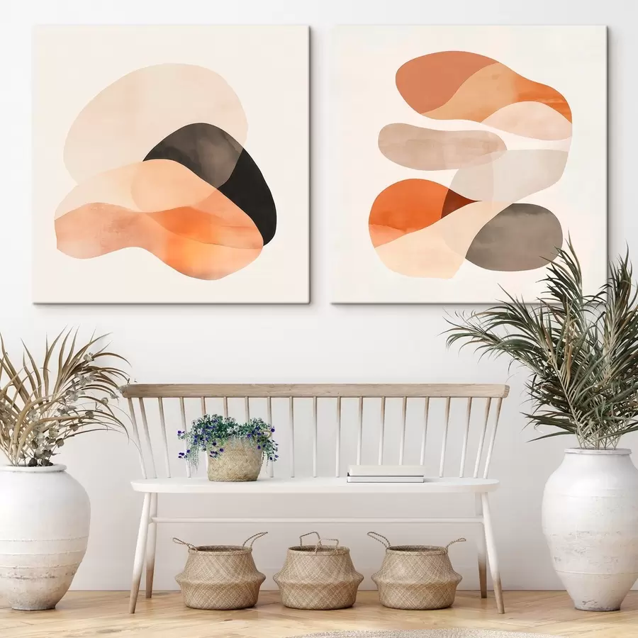 fotótapéta Lágy, lekerekített formák és finom árnyékok kombinációja művészi poszter stílusban m30358