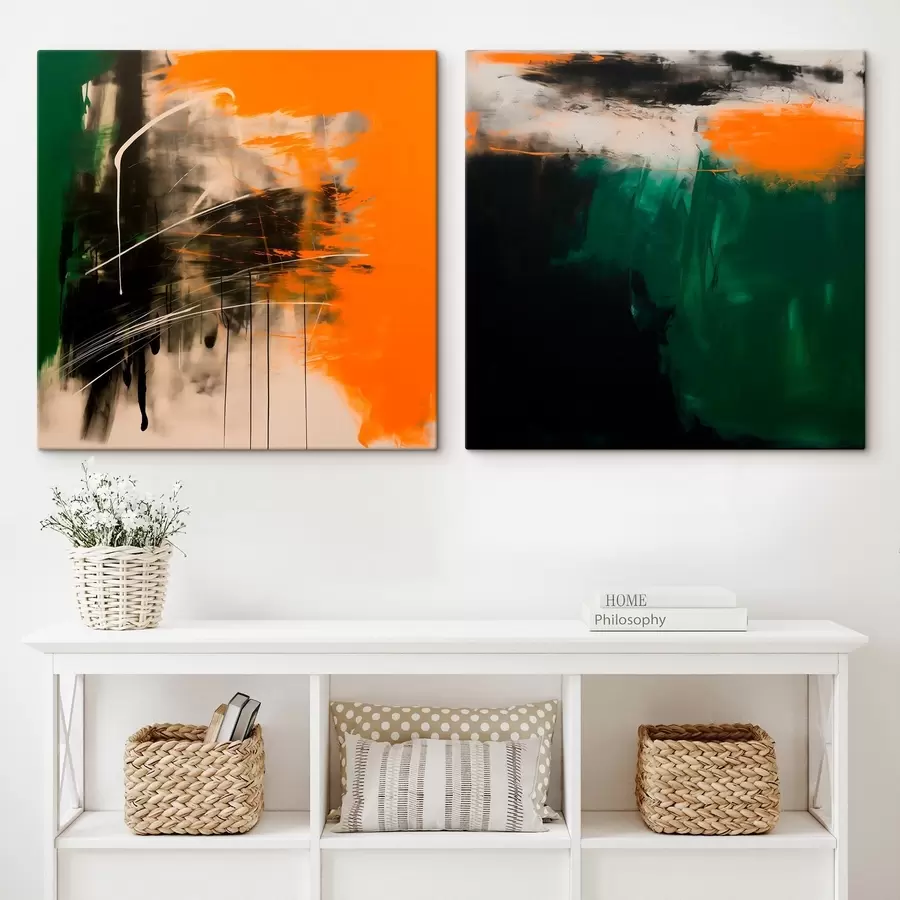 fotótapéta Minimalista stílusú kompozíció kifejező ecsetvonásokkal és mély, sötét tónusokkal m30359