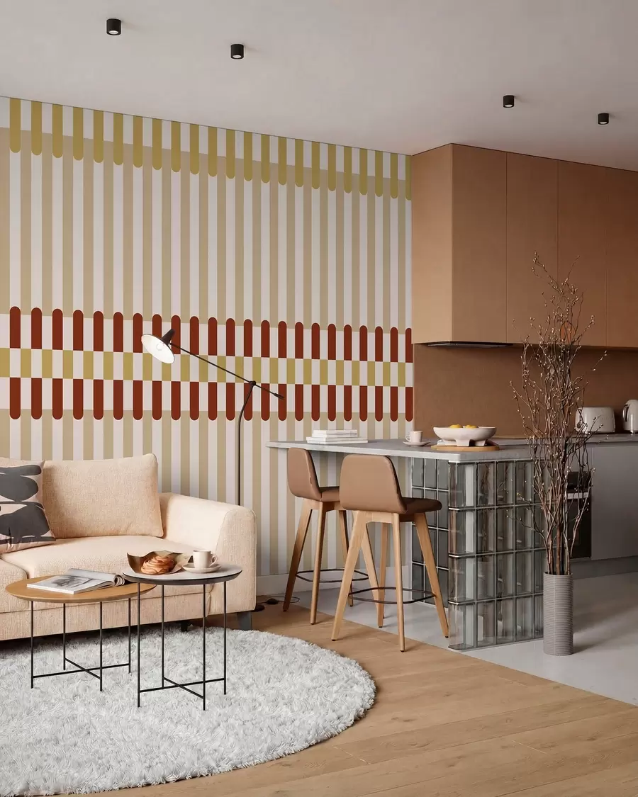 fotószőnyeg Csíkos mintázat bézs és terrakotta árnyalatokban w05150v3