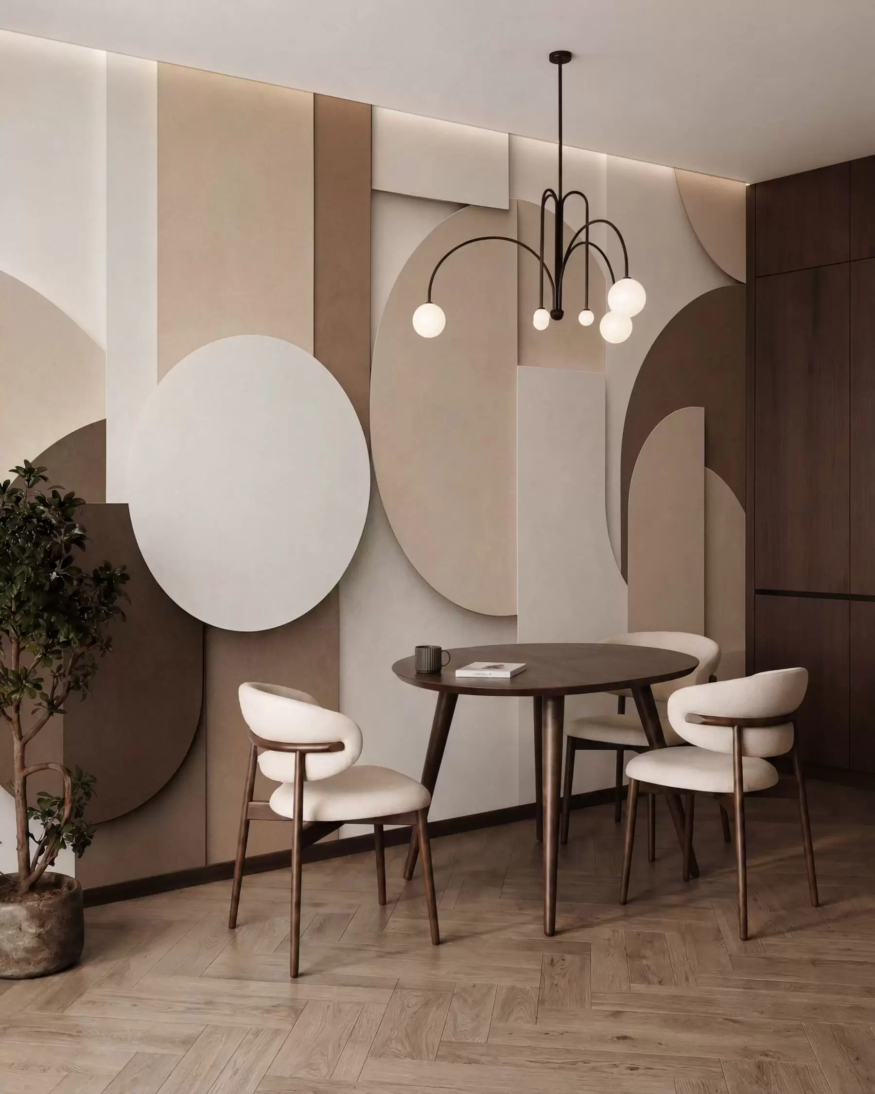 fotószőnyeg Texturált bézs színű geometrikus alakzatok réteges 3D-kompozícióban, minimalista, modern falidísz w05598
