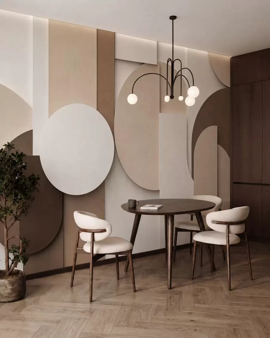 fotószőnyeg Texturált bézs színű geometrikus alakzatok réteges 3D-kompozícióban, minimalista, modern falidísz w05598