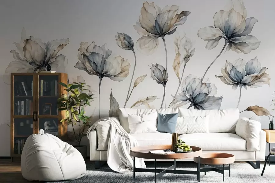 fotószőnyeg Elegáns, légies virágok, áttetsző, réteges szirmokkal, hosszú, finom száron w05579