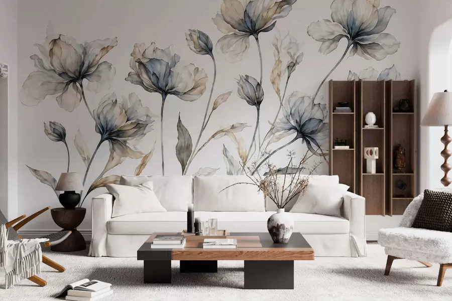 fotószőnyeg Elegáns, légies virágok, áttetsző, réteges szirmokkal, hosszú, finom száron w05579