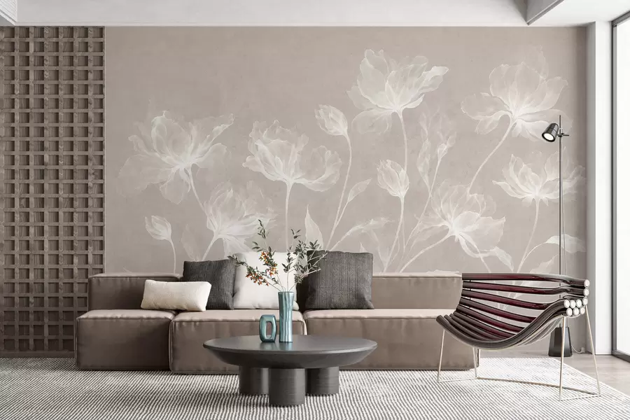 fotószőnyeg Elegáns, légies virágok, áttetsző, réteges szirmokkal, hosszú, finom száron w05579v1