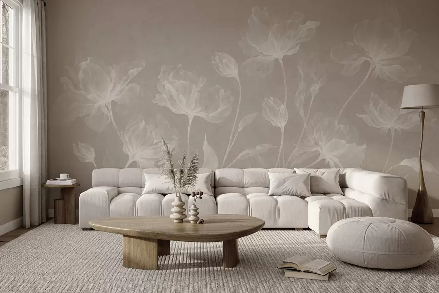 fotószőnyeg Elegáns, légies virágok, áttetsző, réteges szirmokkal, hosszú, finom száron w05579v1