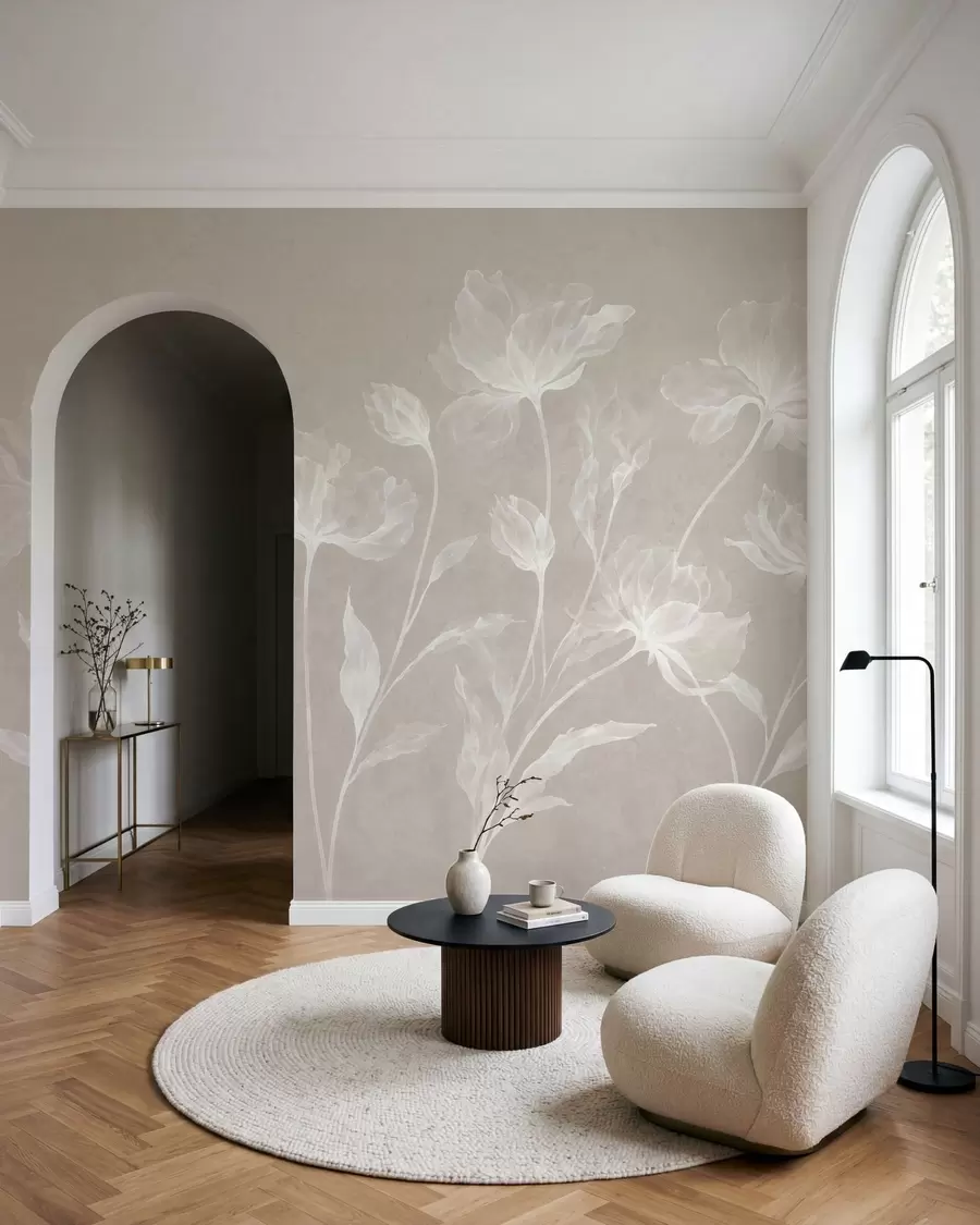 fotószőnyeg Elegáns, légies virágok, áttetsző, réteges szirmokkal, hosszú, finom száron w05579v1