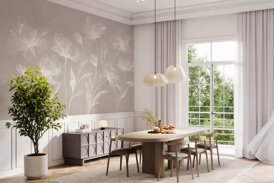 fotószőnyeg Elegáns, légies virágok, áttetsző, réteges szirmokkal, hosszú, finom száron w05579v1