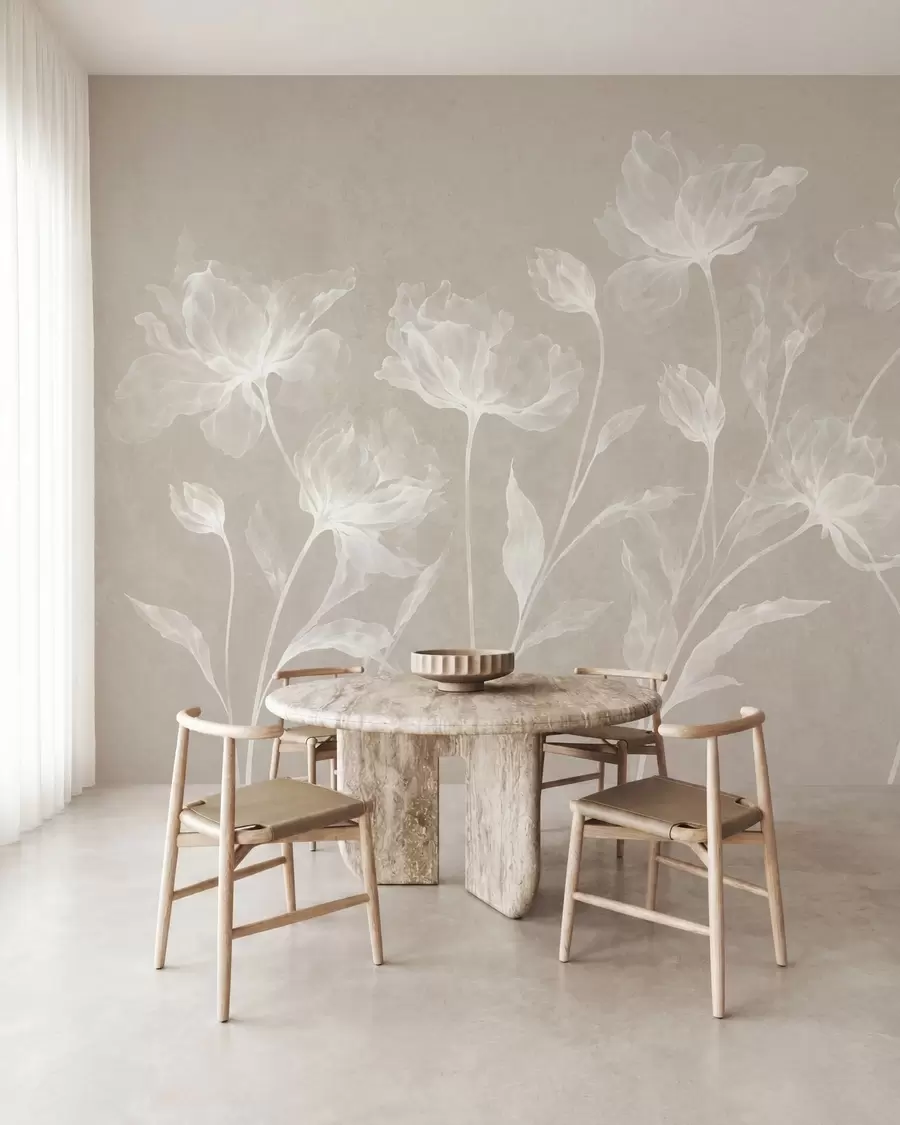 fotószőnyeg Elegáns, légies virágok, áttetsző, réteges szirmokkal, hosszú, finom száron w05579v1