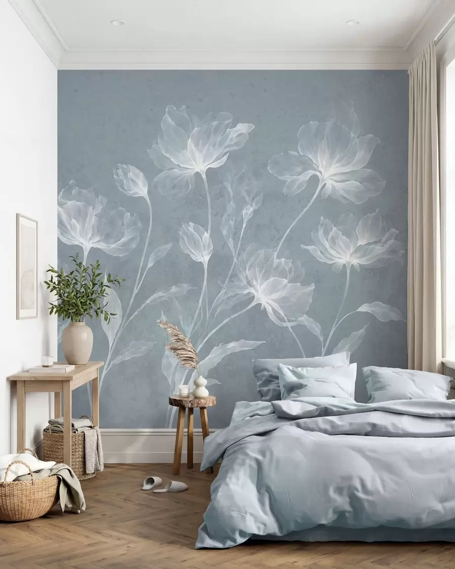 fotószőnyeg Elegáns, légies virágok, áttetsző, réteges szirmokkal, hosszú, finom száron w05579v2