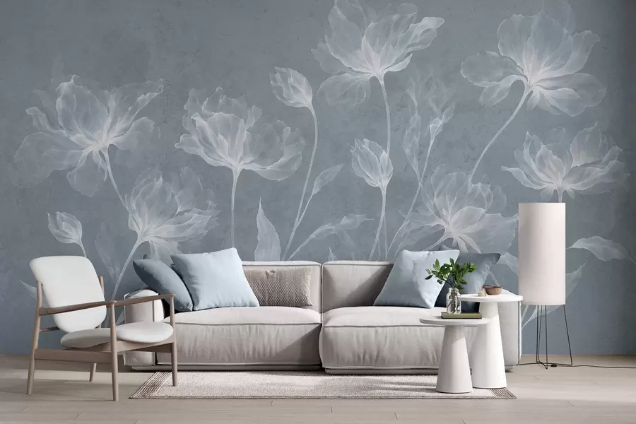 fotószőnyeg Elegáns, légies virágok, áttetsző, réteges szirmokkal, hosszú, finom száron w05579v2