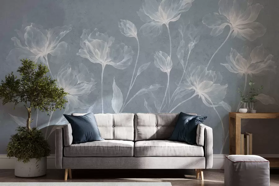 fotószőnyeg Elegáns, légies virágok, áttetsző, réteges szirmokkal, hosszú, finom száron w05579v2