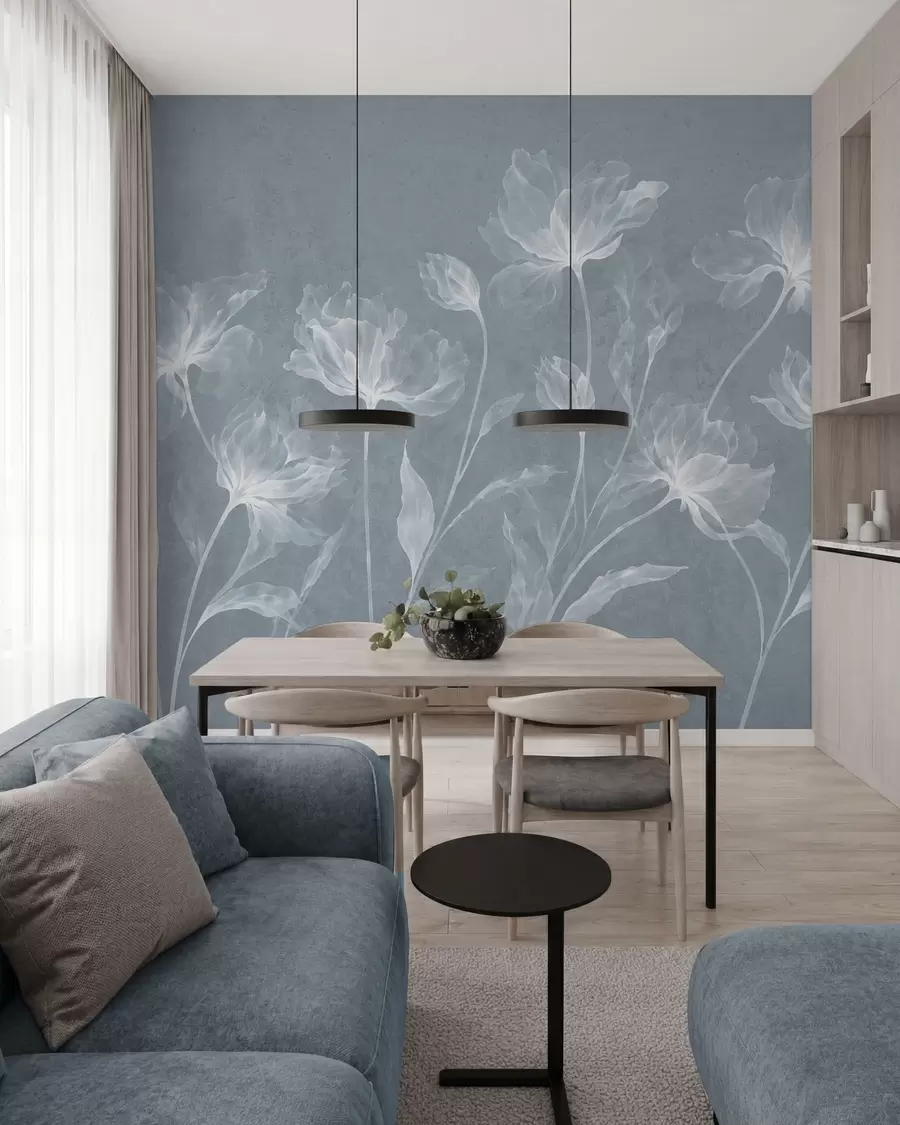 fotószőnyeg Elegáns, légies virágok, áttetsző, réteges szirmokkal, hosszú, finom száron w05579v2