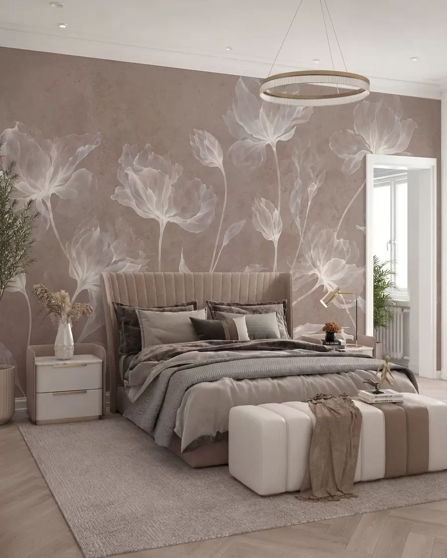 fotószőnyeg Elegáns, légies virágok, áttetsző, réteges szirmokkal, hosszú, finom száron w05579v3