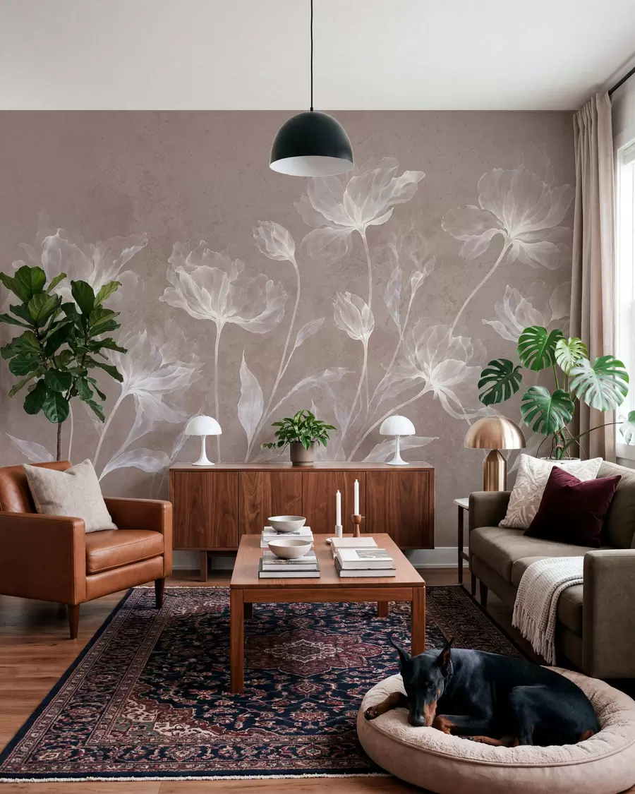 fotószőnyeg Elegáns, légies virágok, áttetsző, réteges szirmokkal, hosszú, finom száron w05579v3