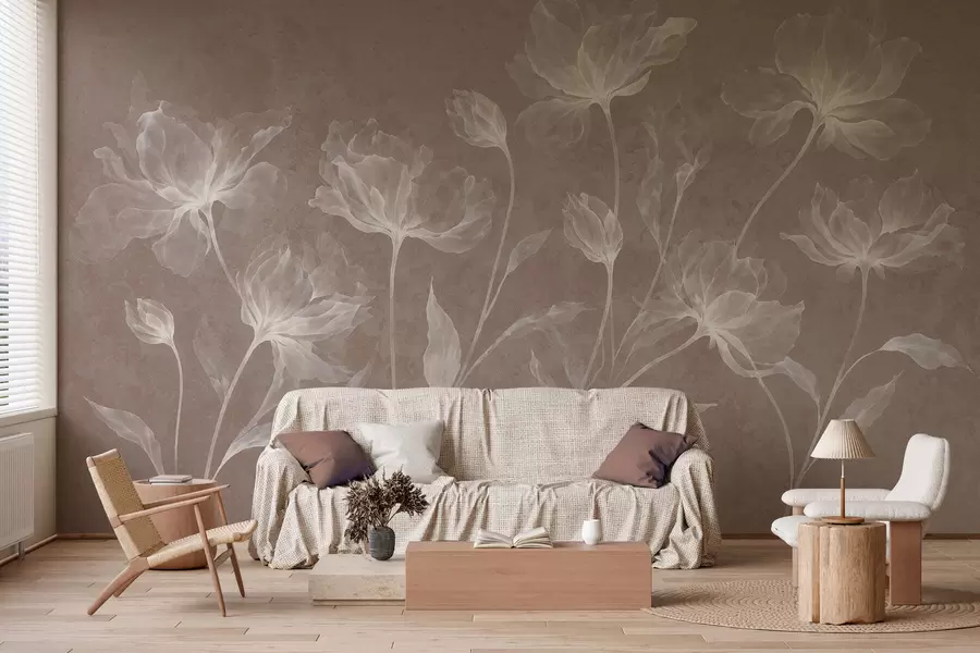 fotószőnyeg Elegáns, légies virágok, áttetsző, réteges szirmokkal, hosszú, finom száron w05579v3