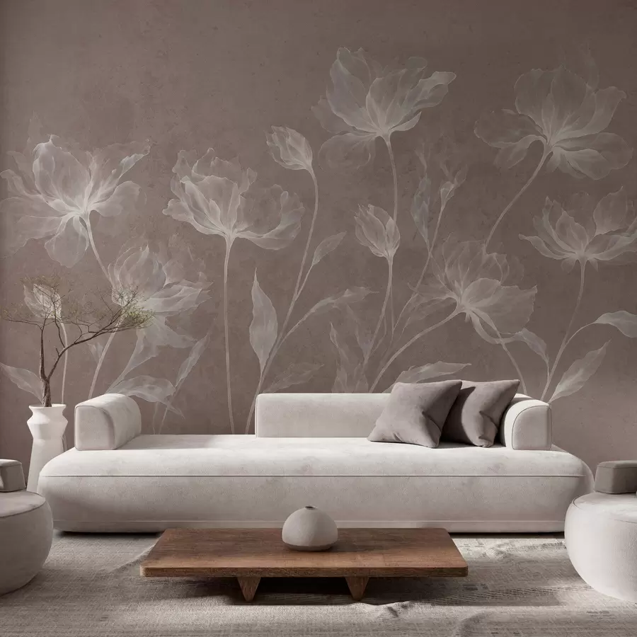 fotószőnyeg Elegáns, légies virágok, áttetsző, réteges szirmokkal, hosszú, finom száron w05579v3