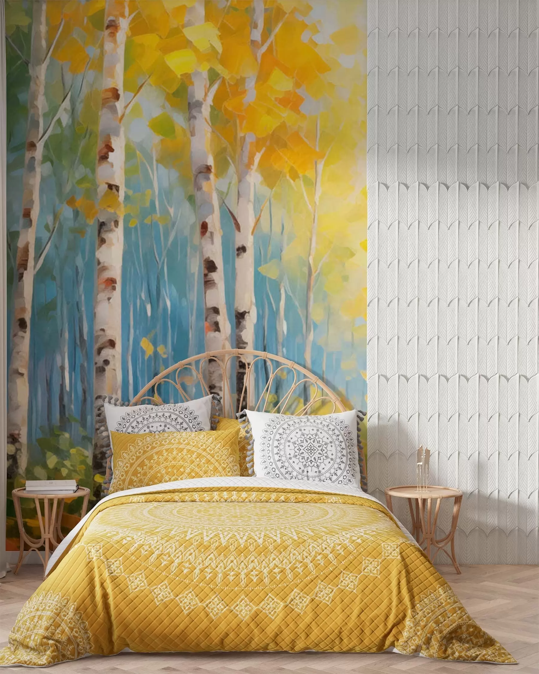 fotószőnyeg Aranyló nyírfasor w05620