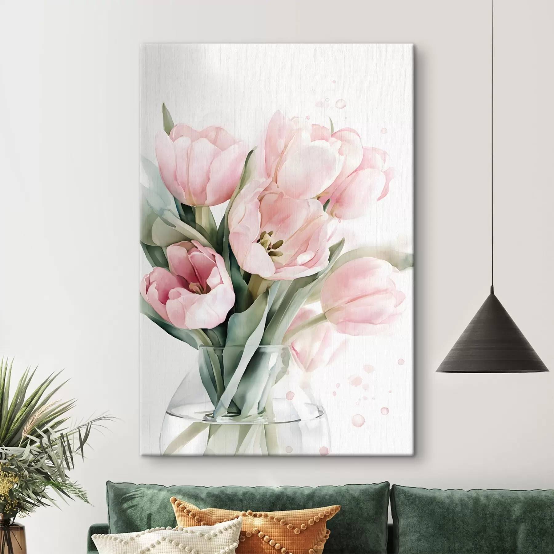 fotótapéta Finom rózsaszín tulipánok akvarell stílusban s49225