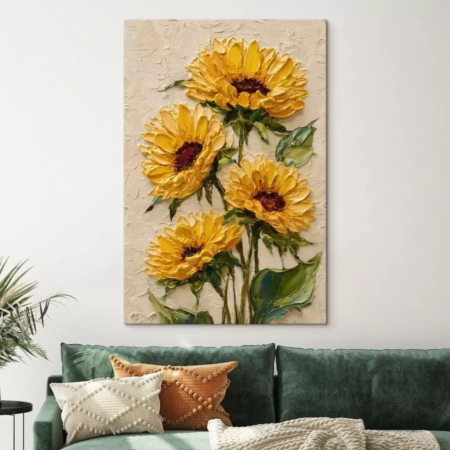 fotótapéta Dús napraforgók impasto stílusban s49231