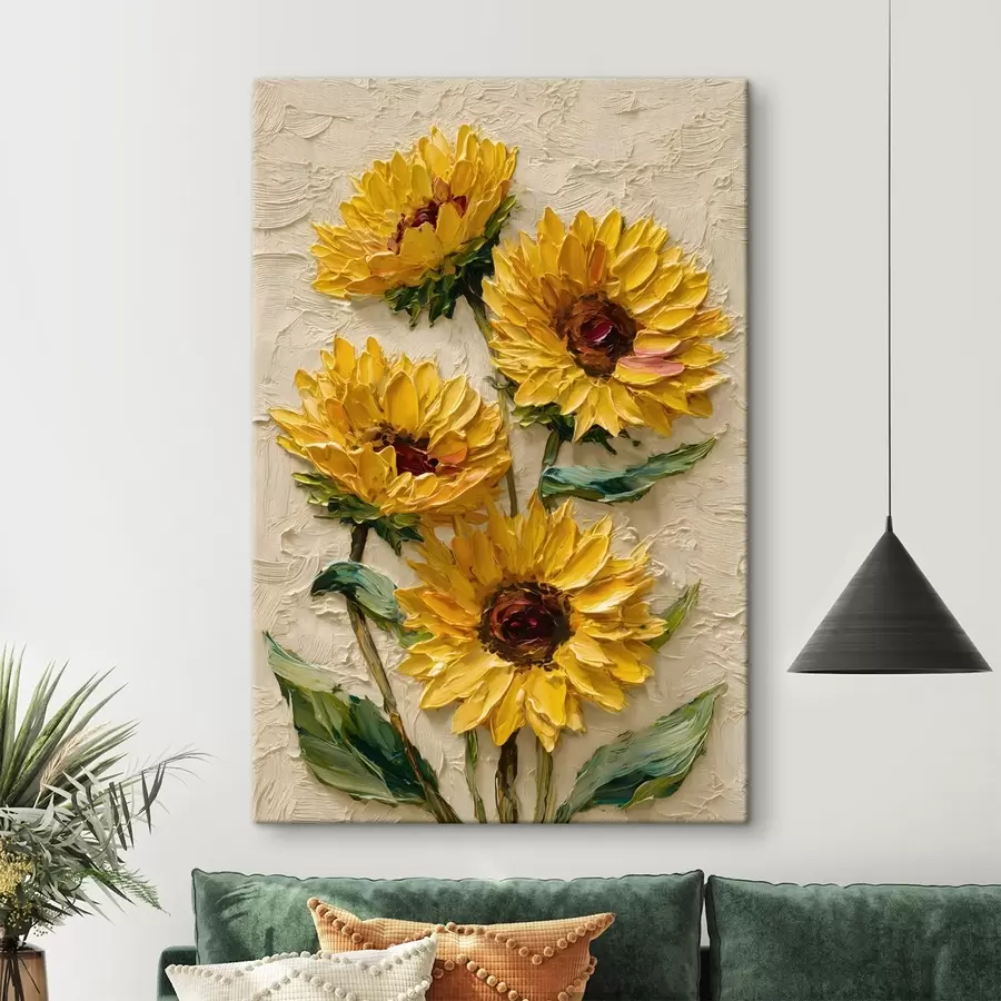 fotótapéta Dús napraforgók impasto stílusban s49232