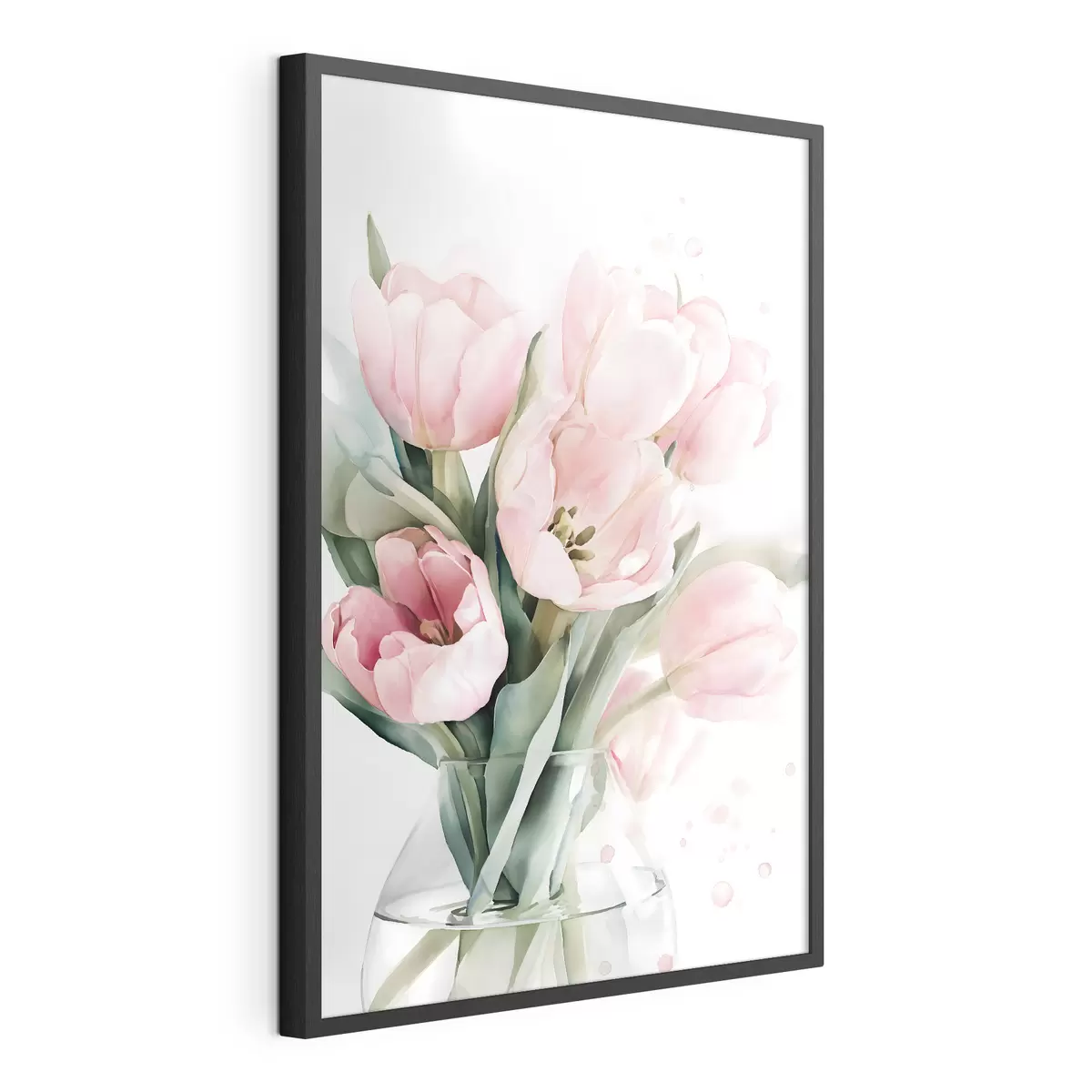 Plakát a sziklán Finom rózsaszín tulipánok akvarell stílusban f49225