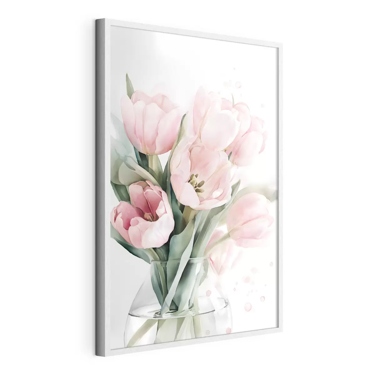 Plakát a sziklán Finom rózsaszín tulipánok akvarell stílusban f49225