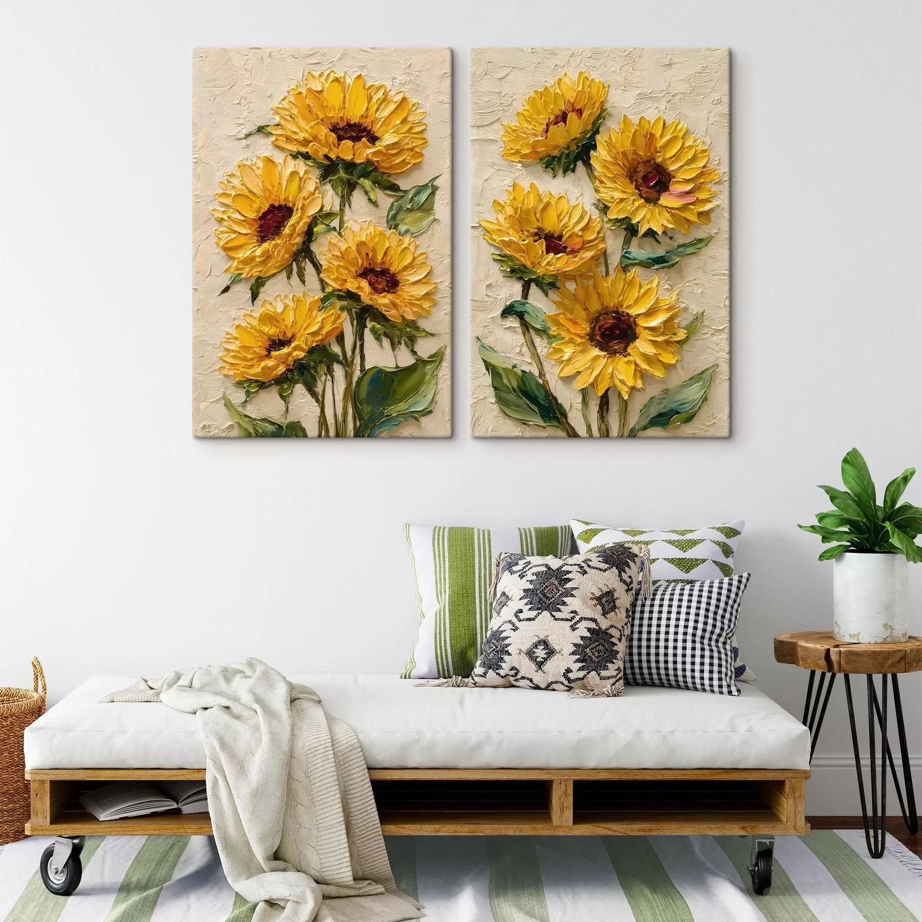 fotótapéta Dús napraforgók impasto stílusban m30534