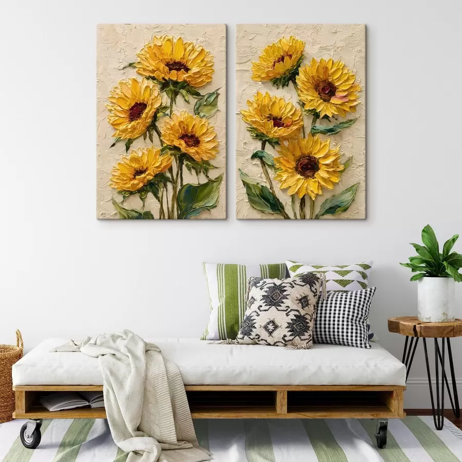 fotótapéta Dús napraforgók impasto stílusban m30534