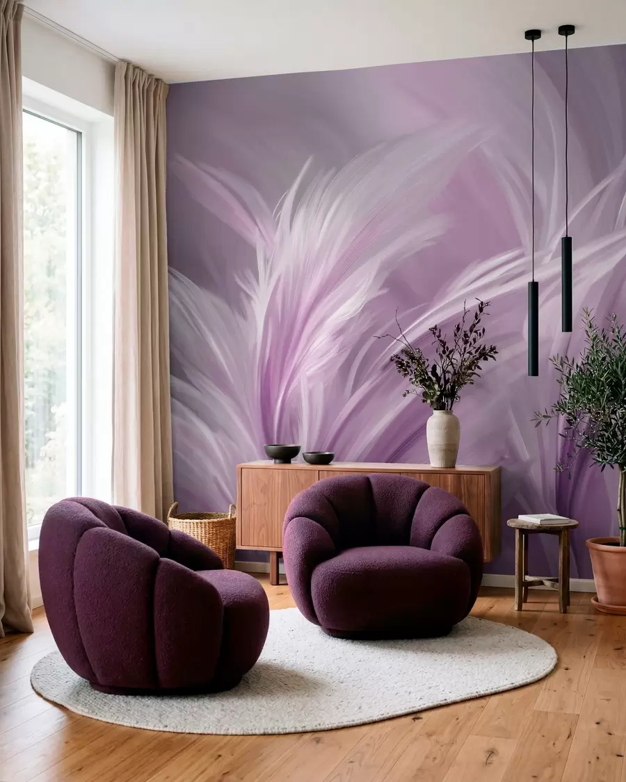 fotószőnyeg Elegáns tollak lila árnyalatokban w05658v2