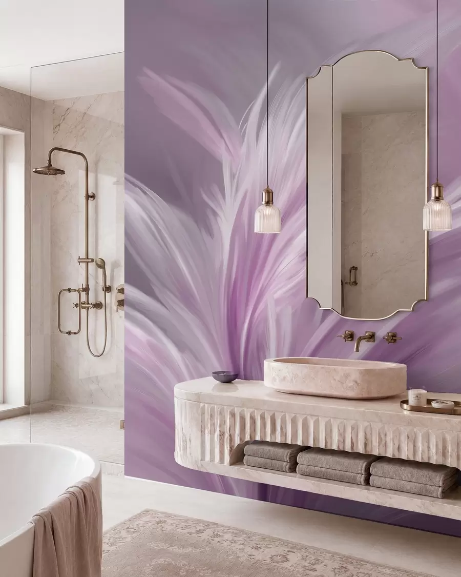 fotószőnyeg Elegáns tollak lila árnyalatokban w05658v2