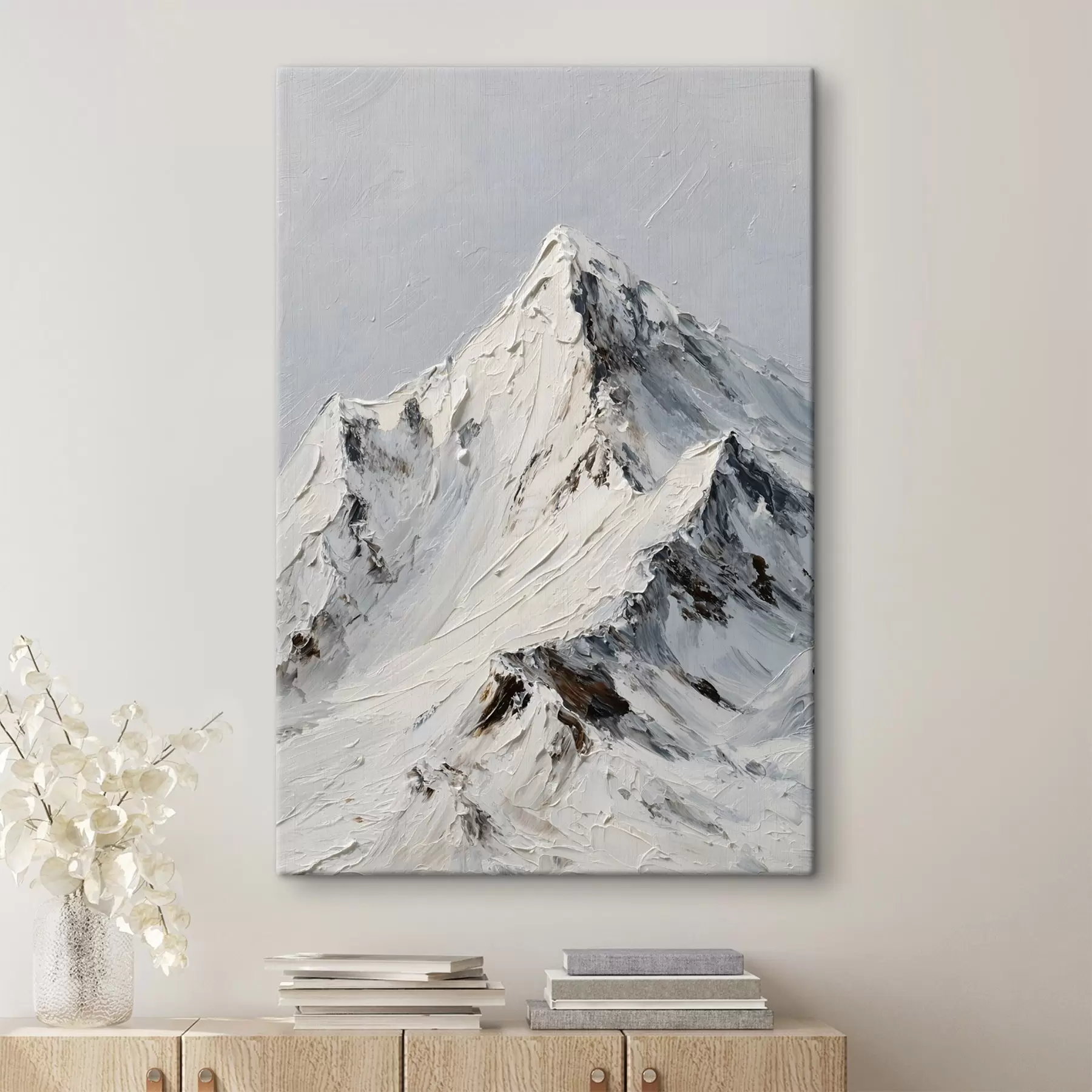 fotótapéta Hófedte hegyek impasto stílusban s49461