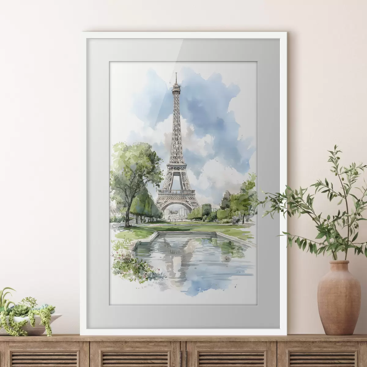 Plakát a sziklán Az Eiffel-torony akvarell stílusban f49424