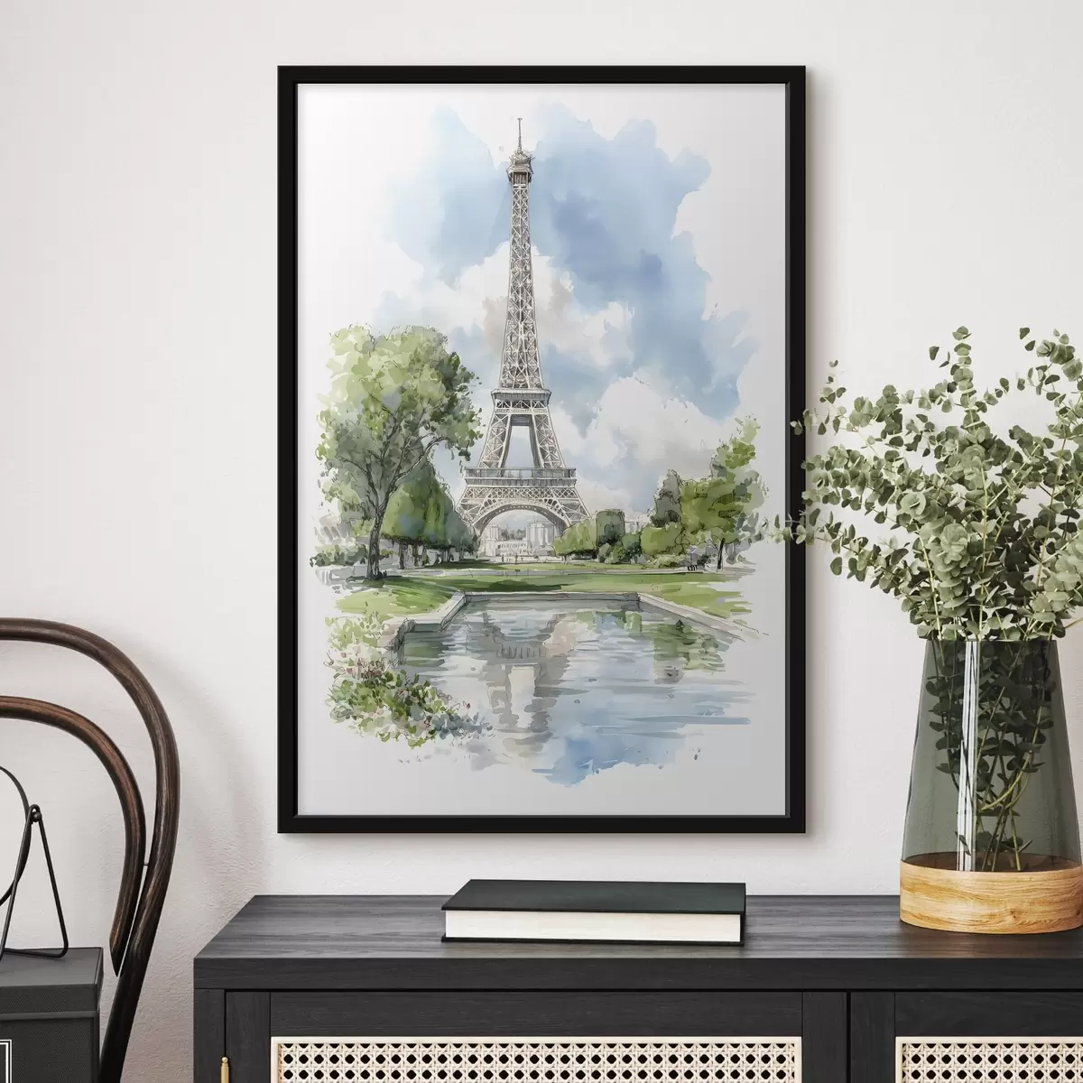 Plakát a sziklán Az Eiffel-torony akvarell stílusban f49424