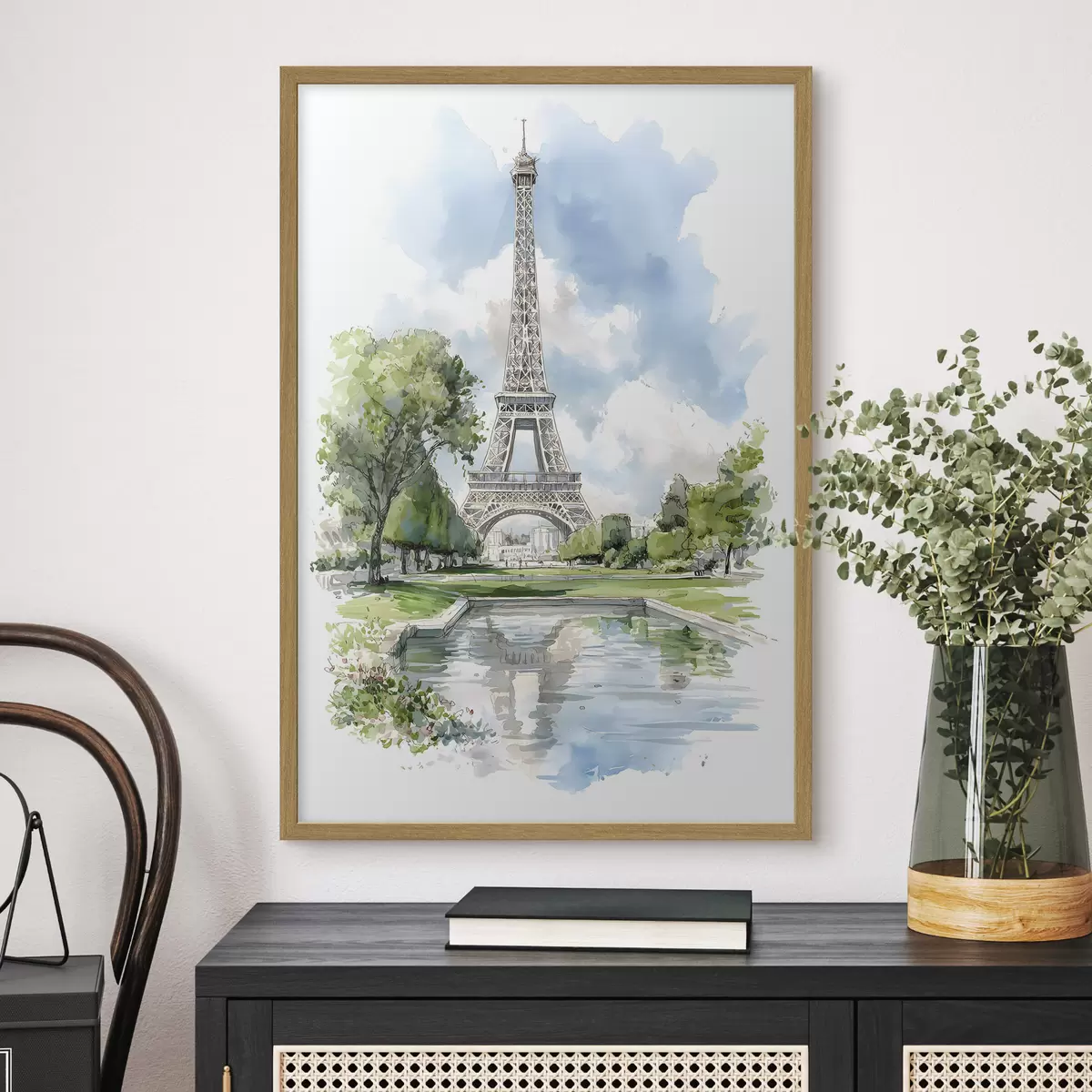 Plakát a sziklán Az Eiffel-torony akvarell stílusban f49424