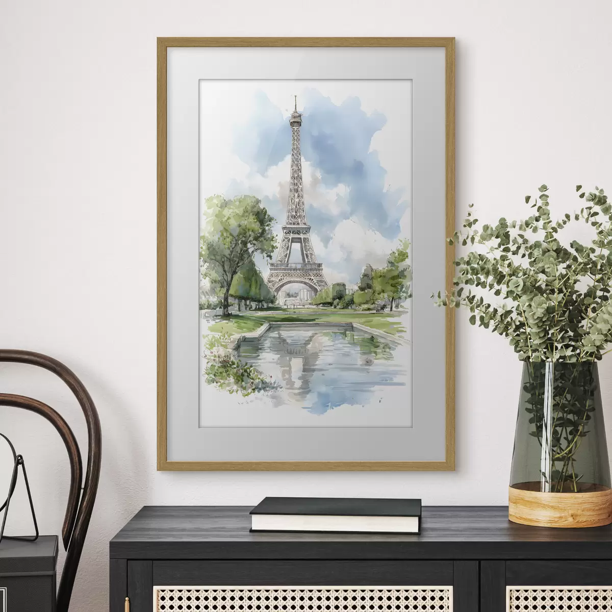 Plakát a sziklán Az Eiffel-torony akvarell stílusban f49424