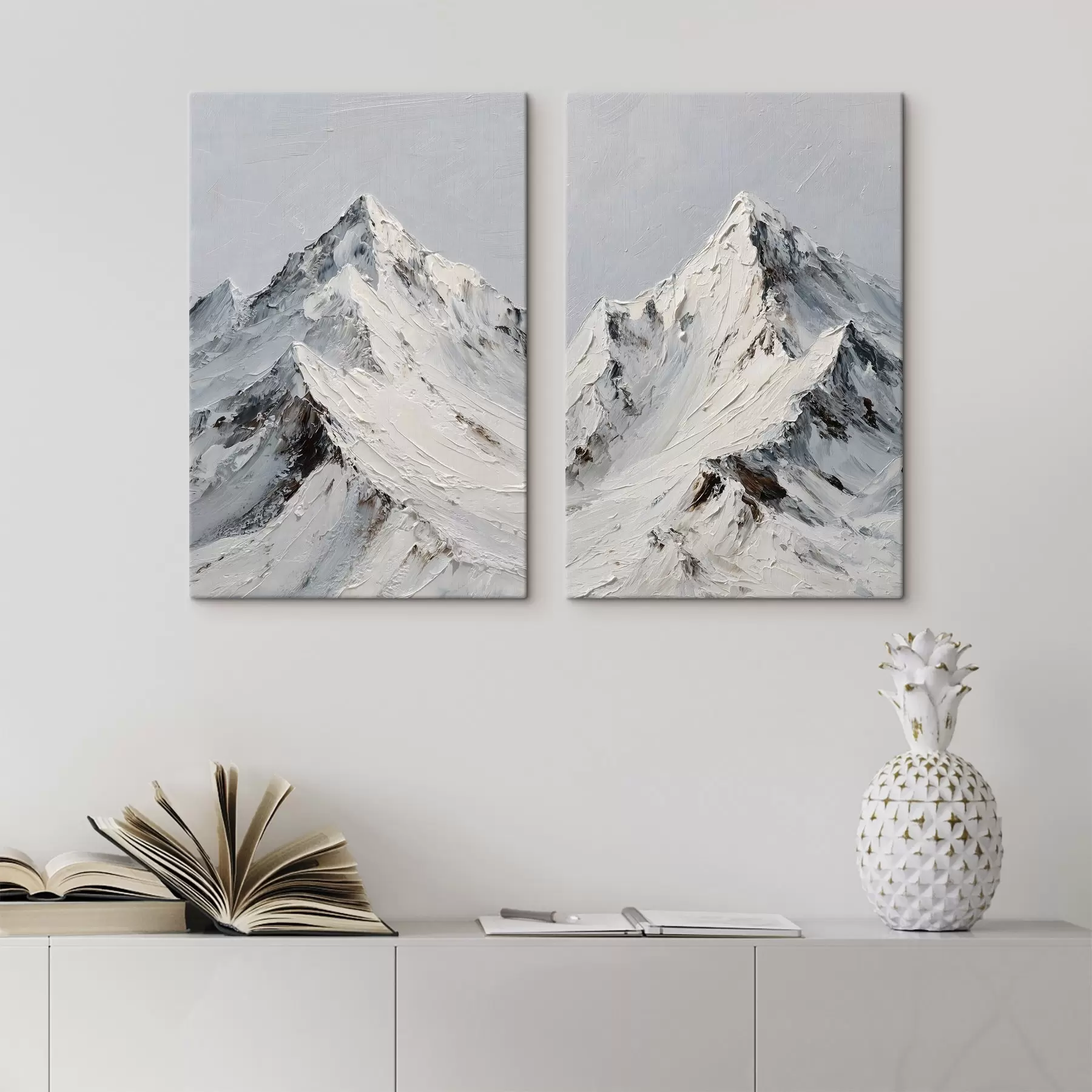 fotótapéta Hófedte hegyek impasto stílusban m30589