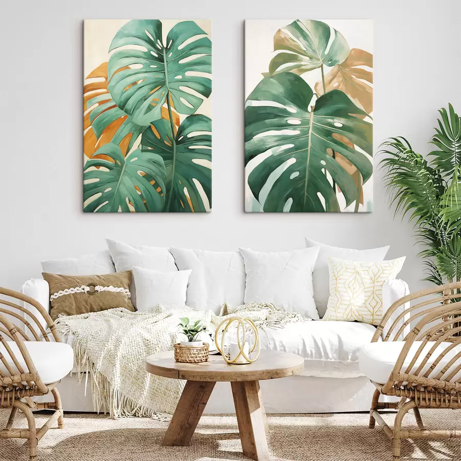 fotótapéta Hatalmas monstera-levelek, minimalista, texturált kép m30570