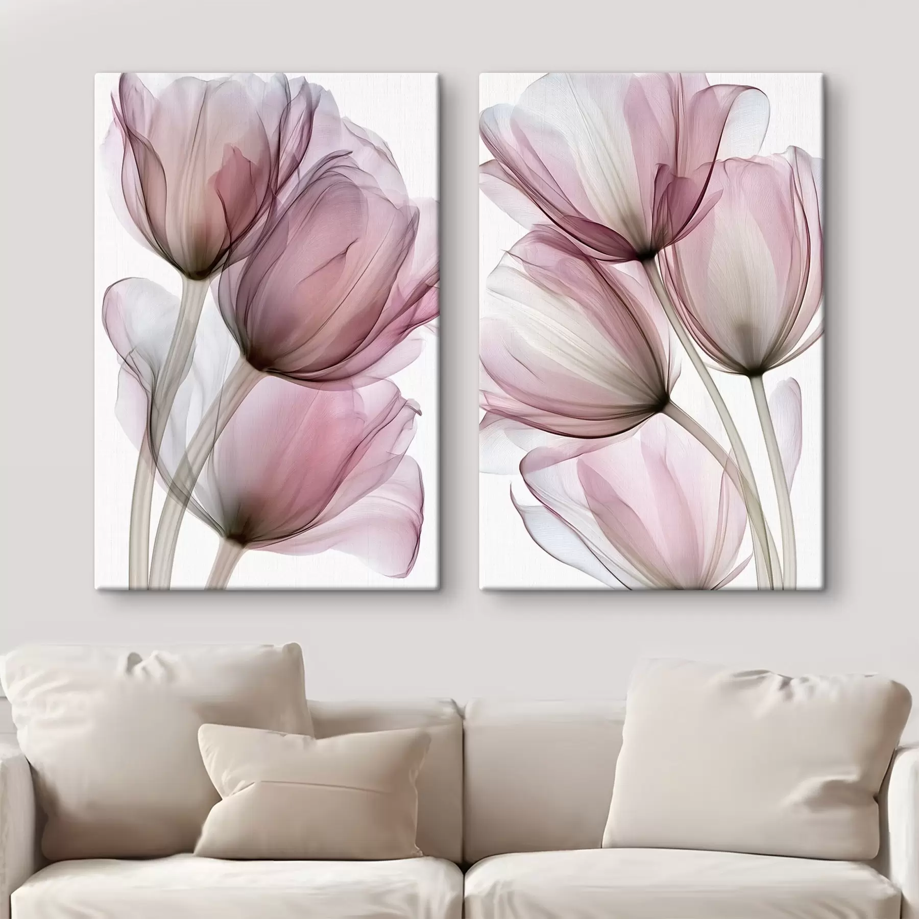 fotótapéta elegáns, félig átlátszó tulipánok m30623