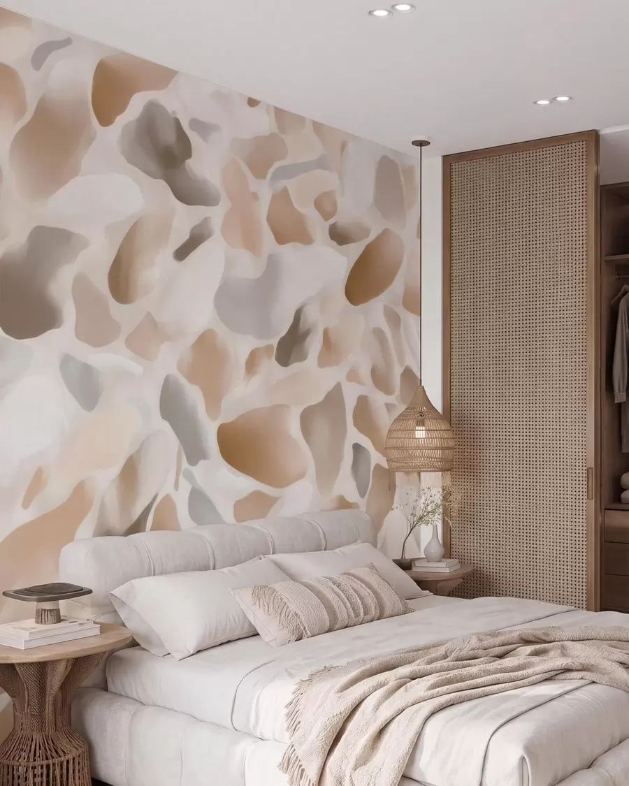 fotószőnyeg Természetes terrazzo-textúra világos árnyalatokban w09933