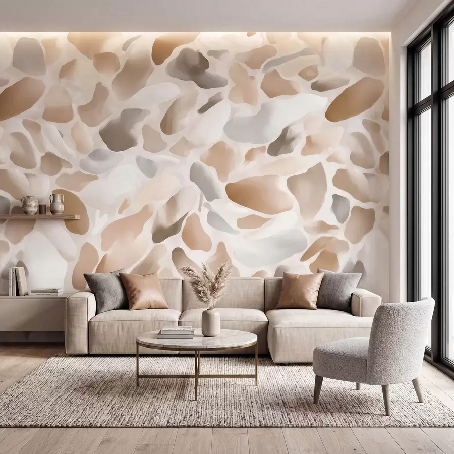 fotószőnyeg Természetes terrazzo-textúra világos árnyalatokban w09933