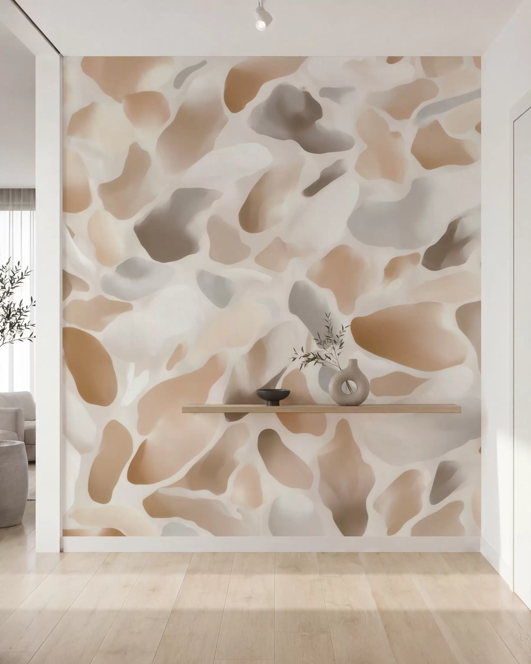 fotószőnyeg Természetes terrazzo-textúra világos árnyalatokban w09933