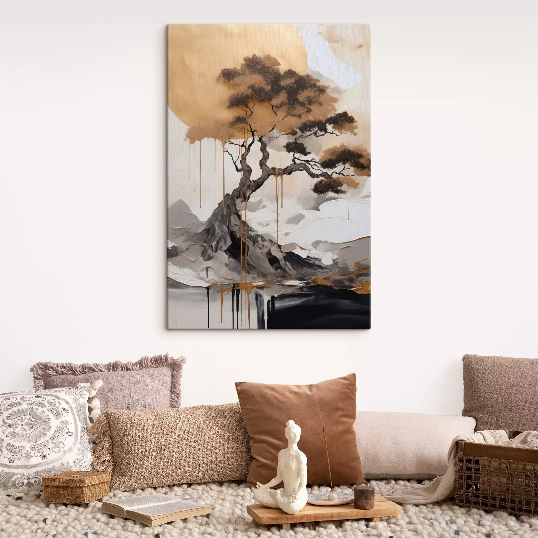 fotótapéta Dekoratív bonsai, absztrakt festmény s49785