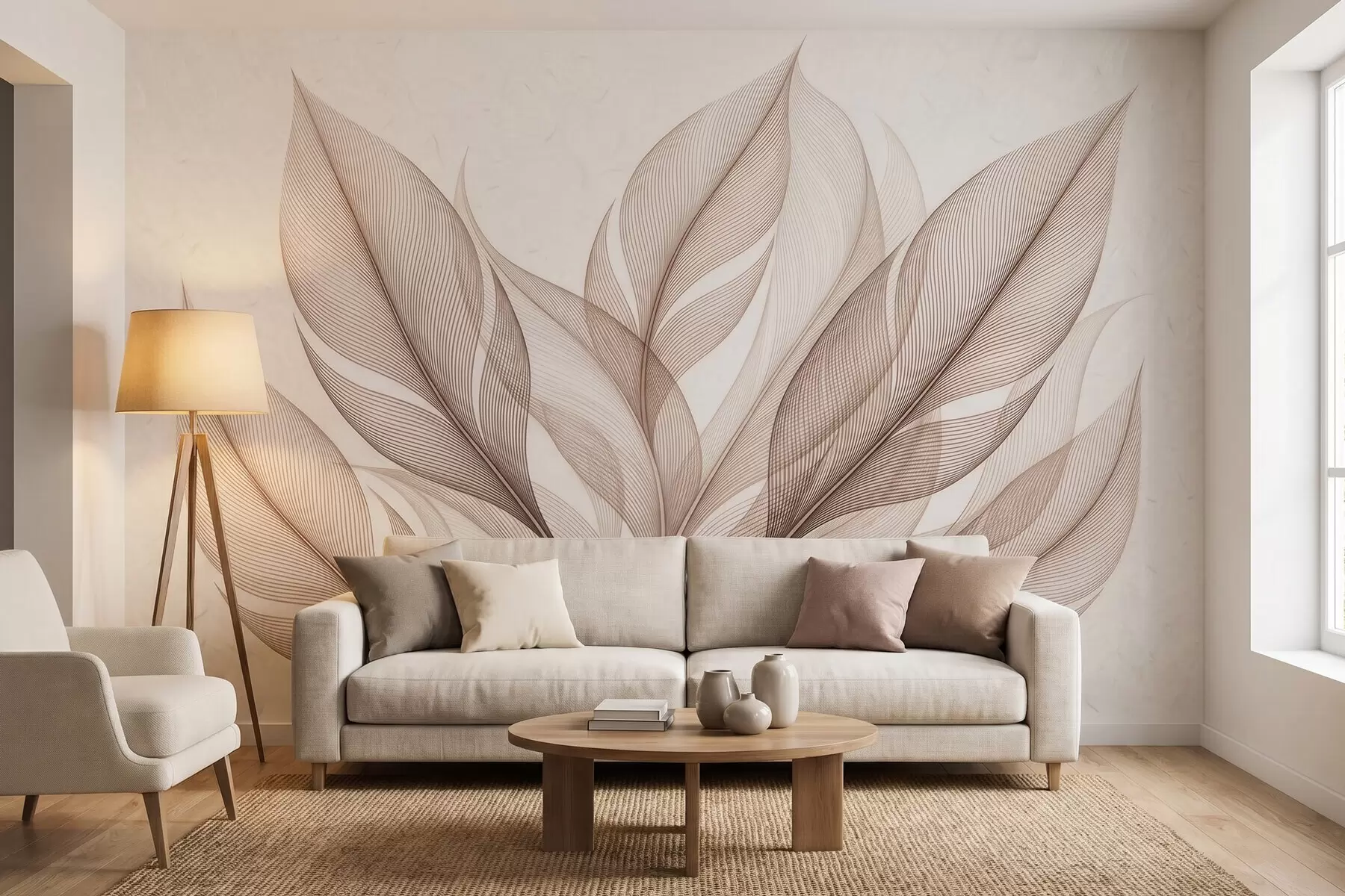 fotószőnyeg Elegáns növényi kompozíció nagy, stilizált levelekkel w09944